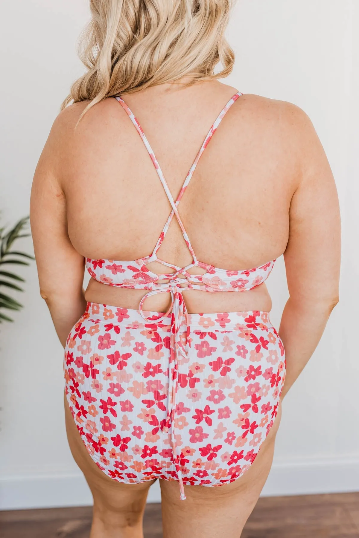 Off To The Ocean Triangle Bikini Top- Peach & Coral