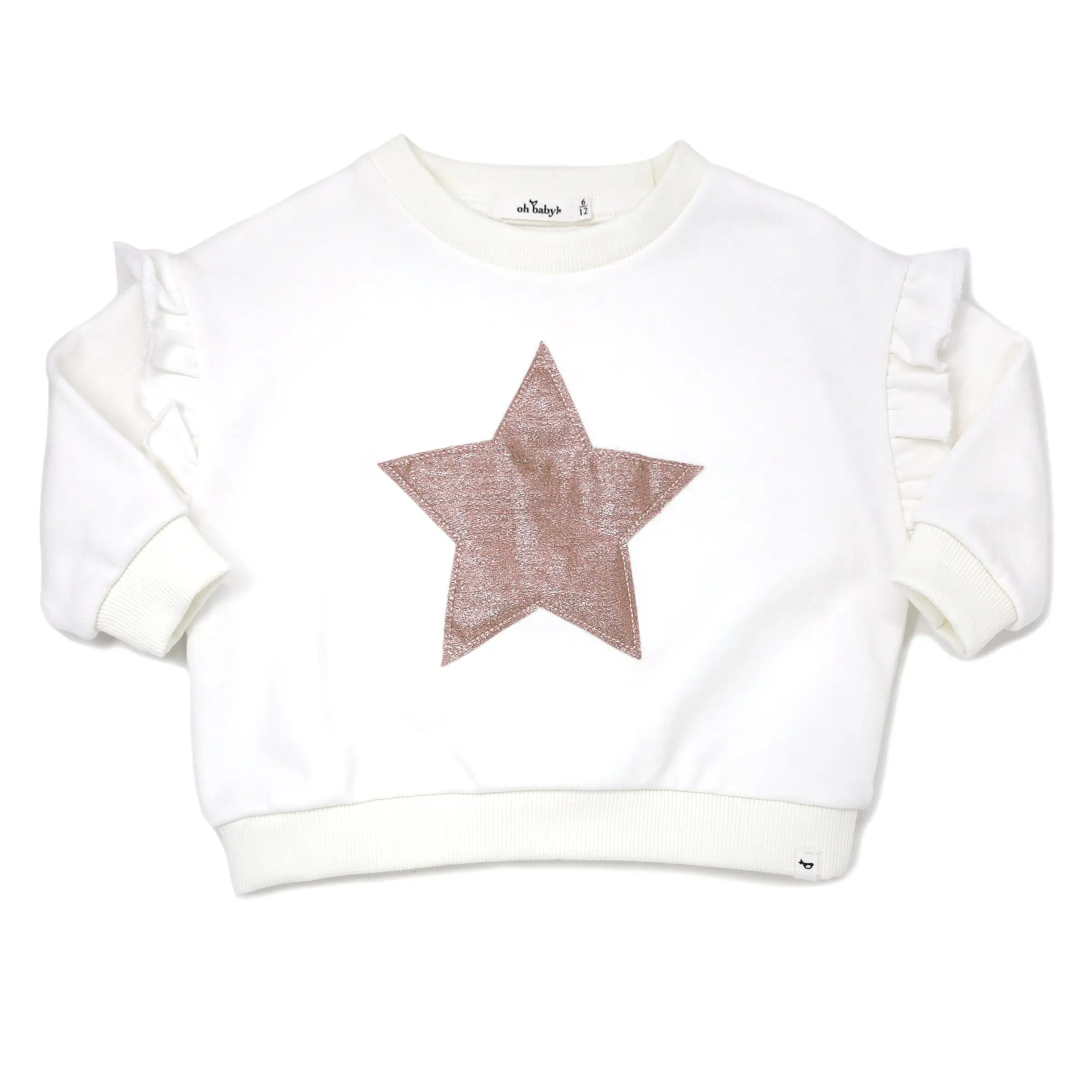 oh baby! Star Rose Gold Sparkle Millie Slouch Sweatshirt - Cream