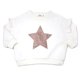 oh baby! Star Rose Gold Sparkle Millie Slouch Sweatshirt - Cream