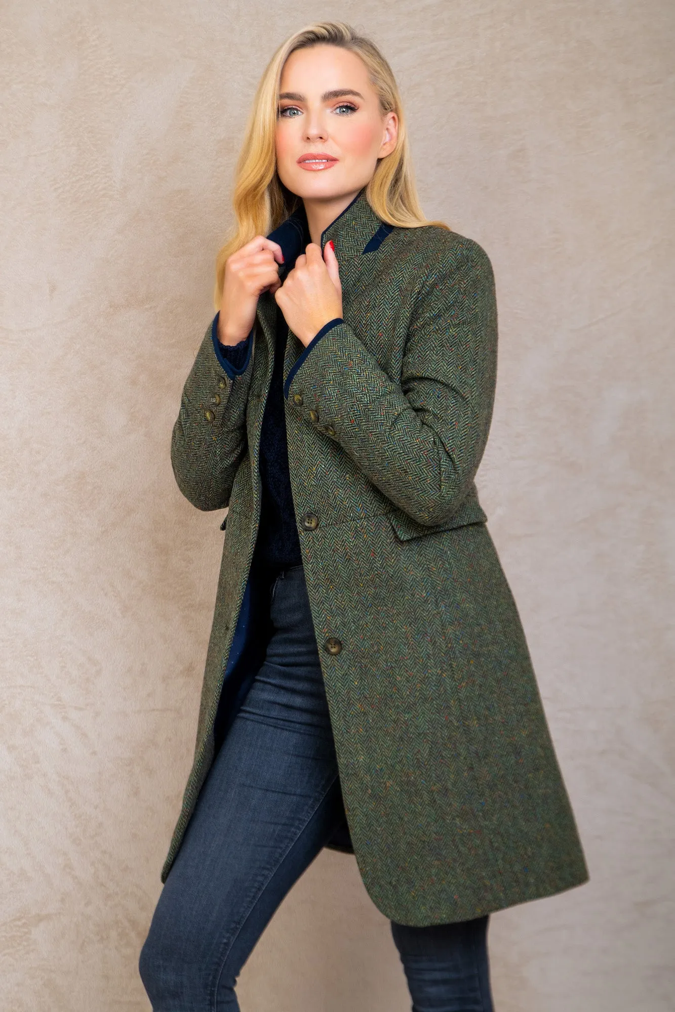 Pamela Tweed Coat - Donegal Green Fleck