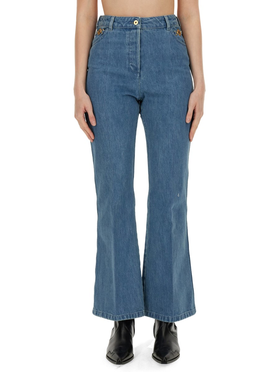 PATOU    FLARE FIT COTTON DENIM JEANS