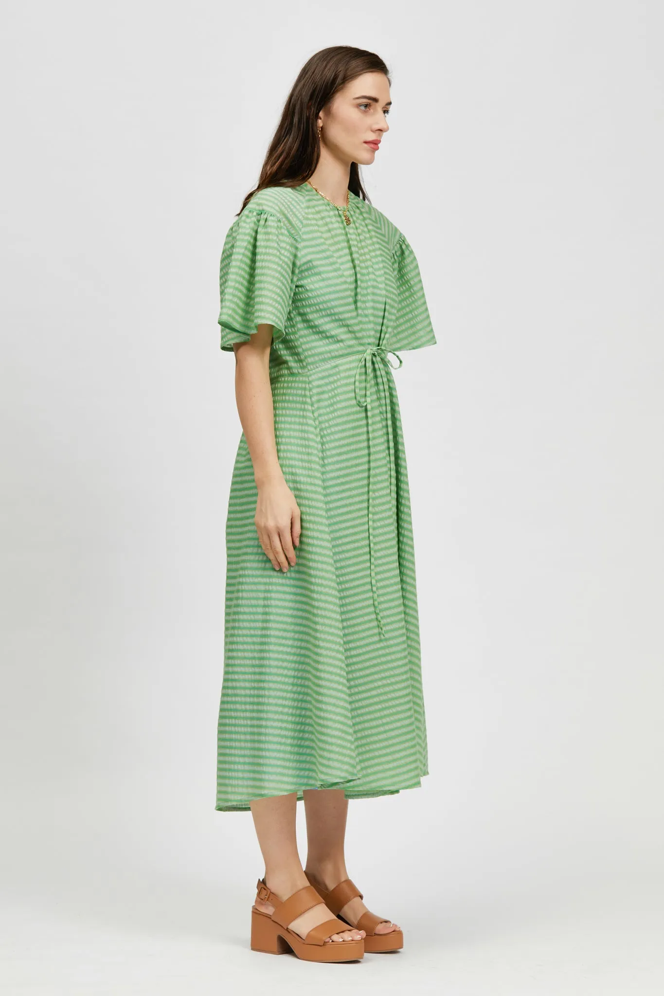 Prazer Dress Green Stripe / Light Blue