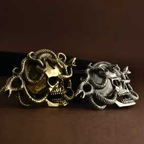 Punk Rock Fashion Men's 4cm Brass Cupro Nickel Skull Pin Belt Buckle