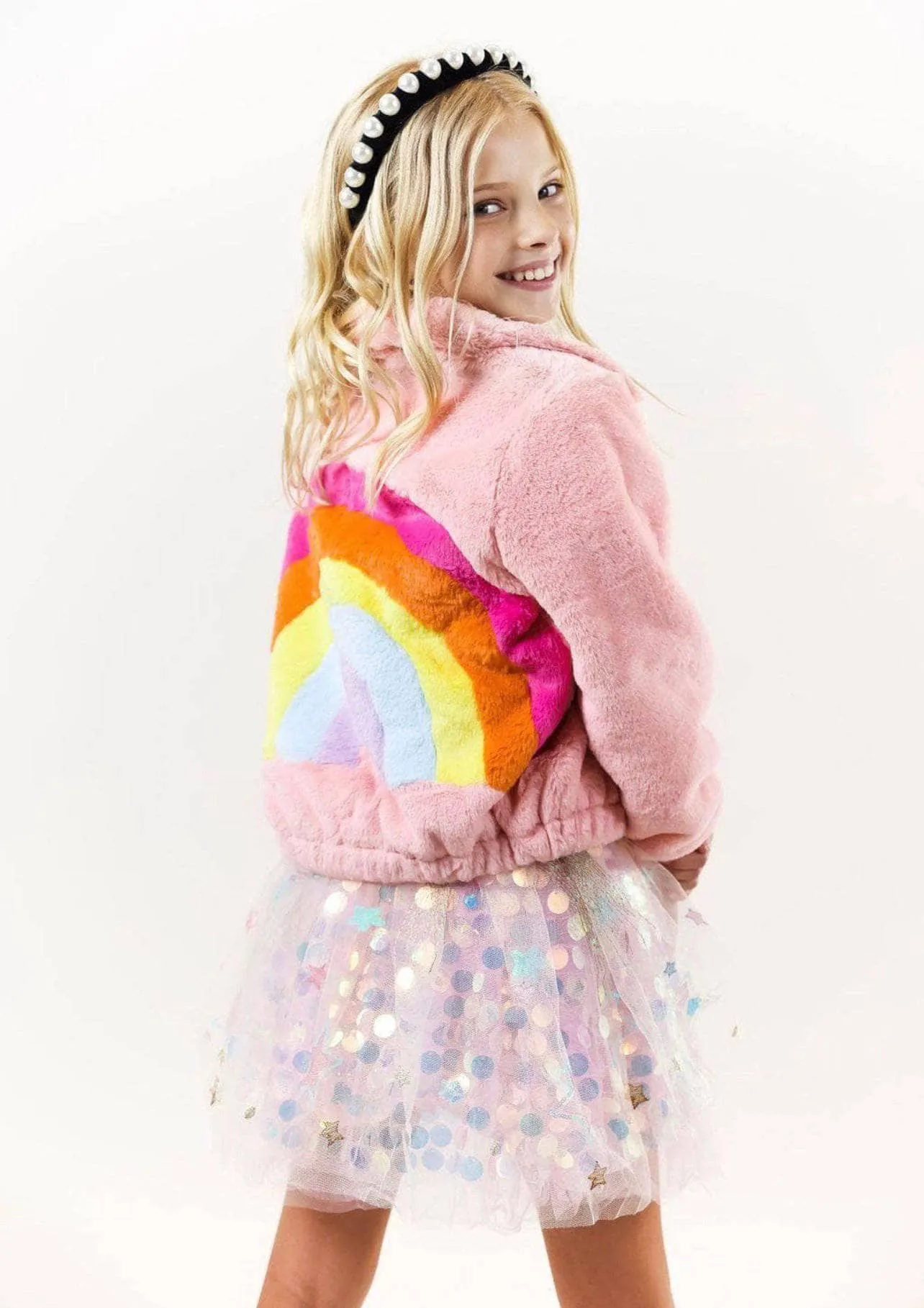 Rainbow Faux Fur Coat