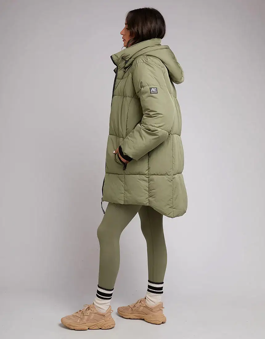 Remi Luxe Midi Puffer Khaki