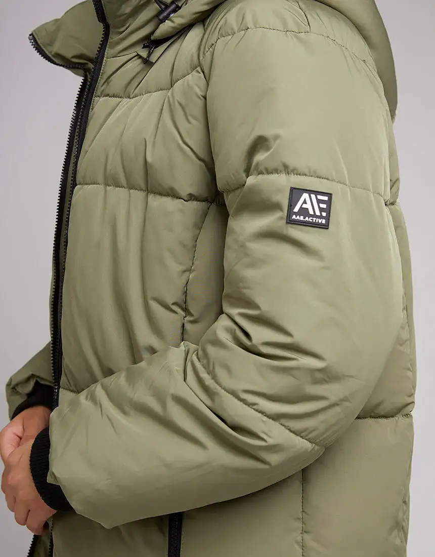 Remi Luxe Midi Puffer Khaki