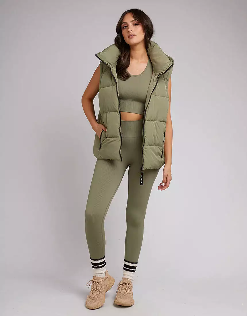 Remi Luxe Puffer Vest Khaki