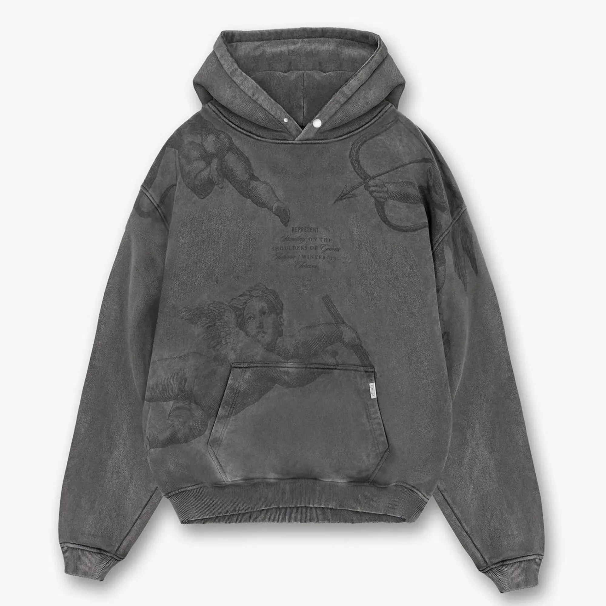 Represent Vintage Grey Cherub All Over Hoodie