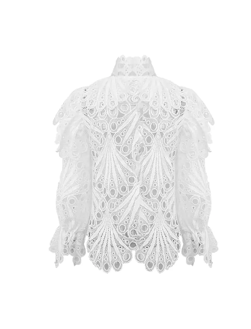 Ruffle Sleeve Embroidered Shirt