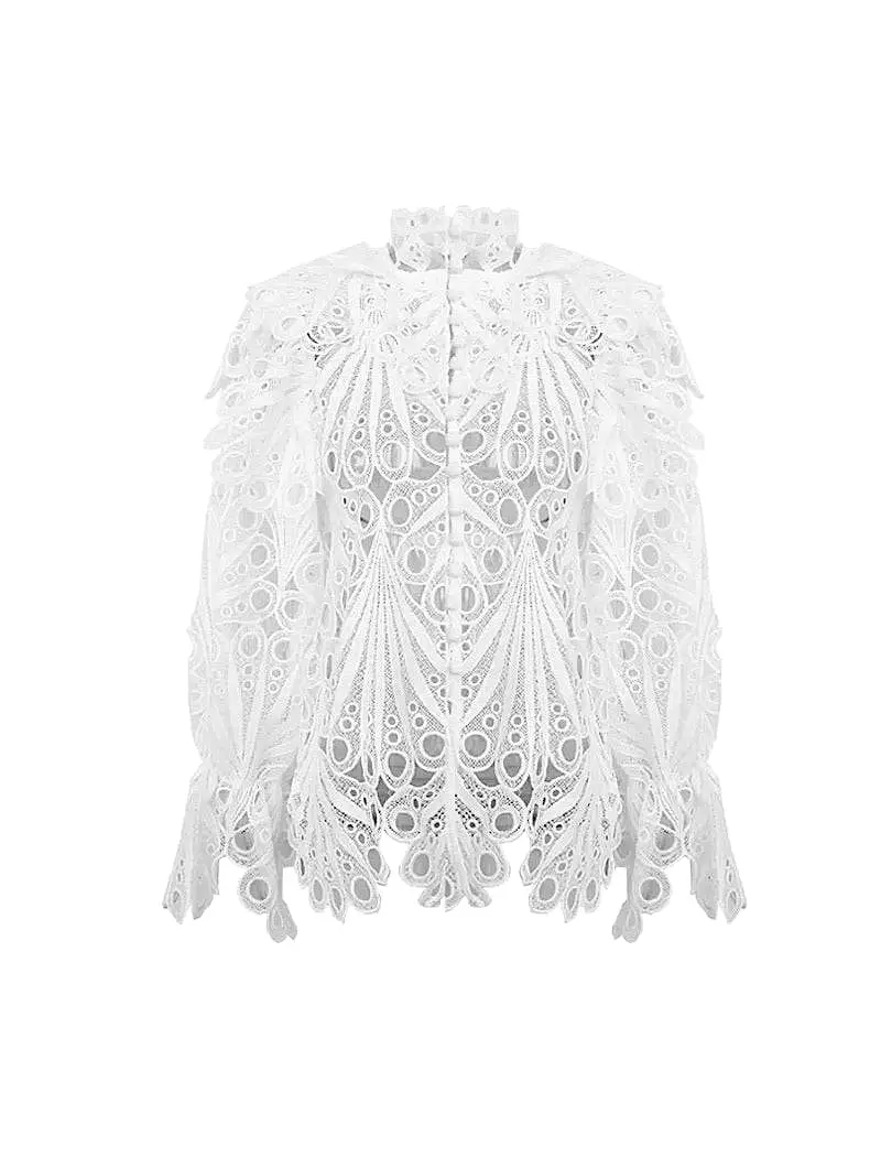 Ruffle Sleeve Embroidered Shirt