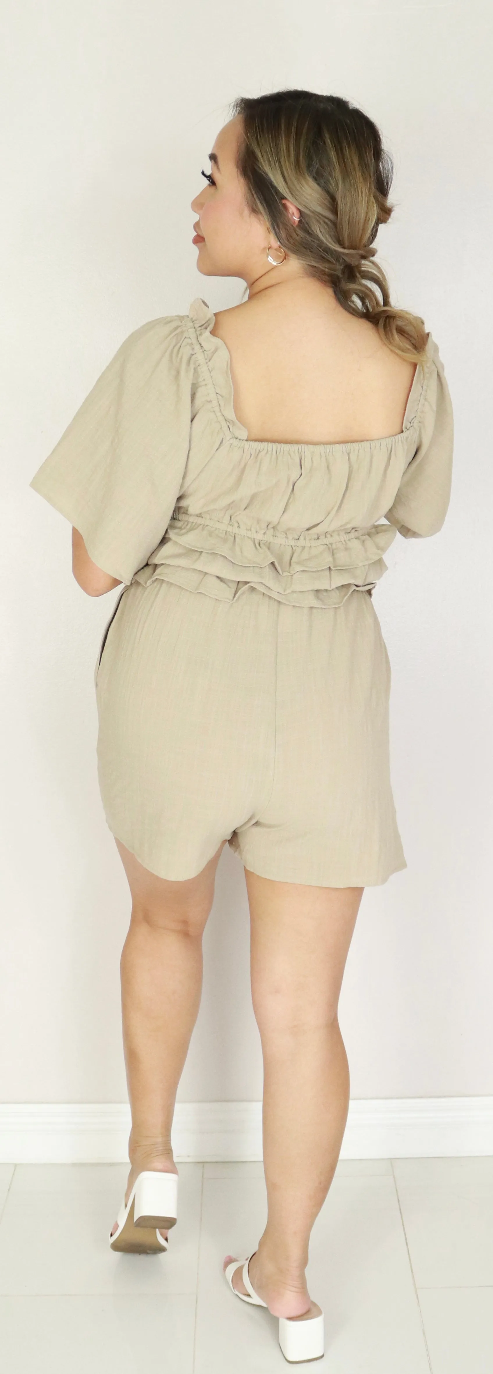 RUFFLE SLEEVE ROMPER