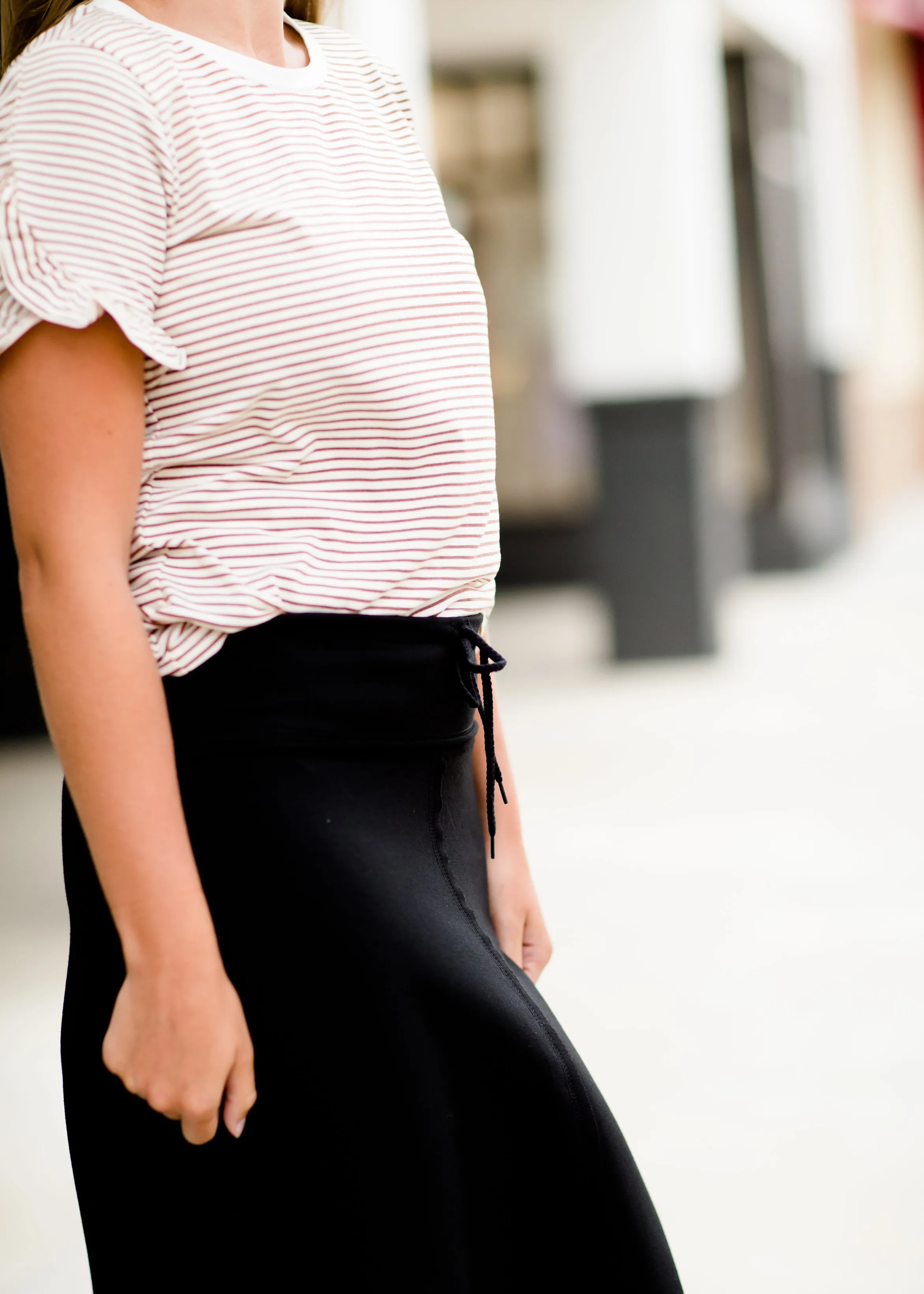 Ruffle Sleeve Striped Top