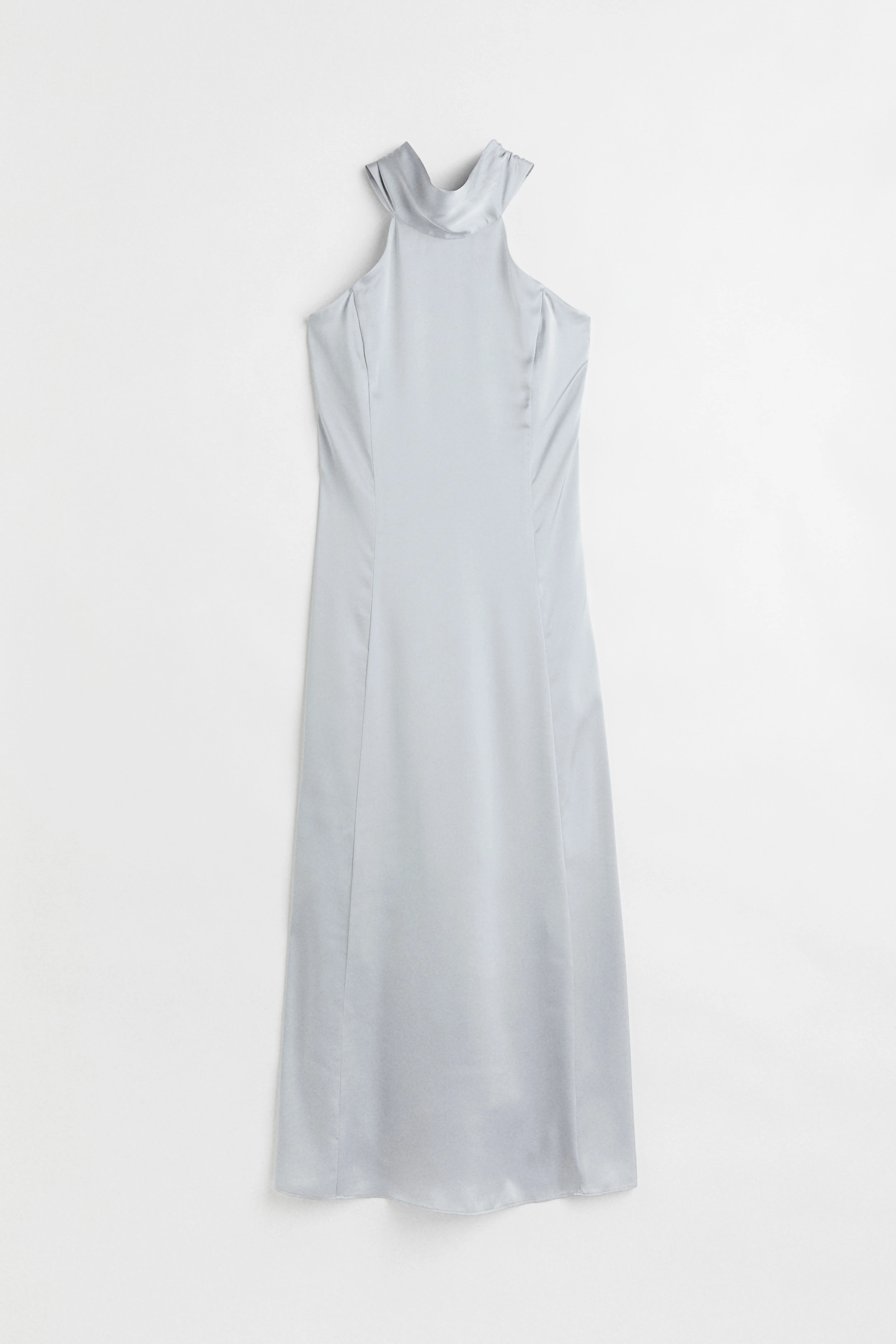 Satin bridesmaid dress - Halterneck - Sleeveless - Light grey - Ladies | H&M GB