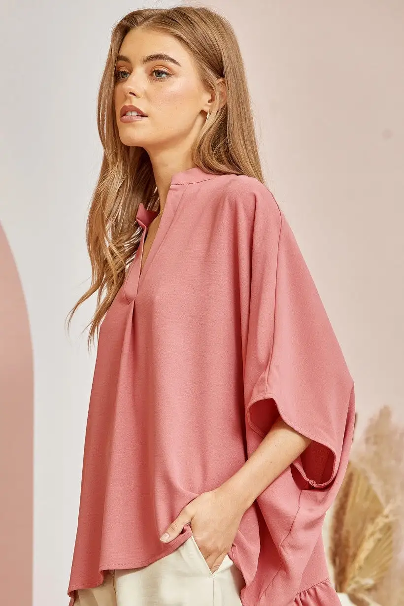 Saw the End Ruffle Back Blouse - Mauve