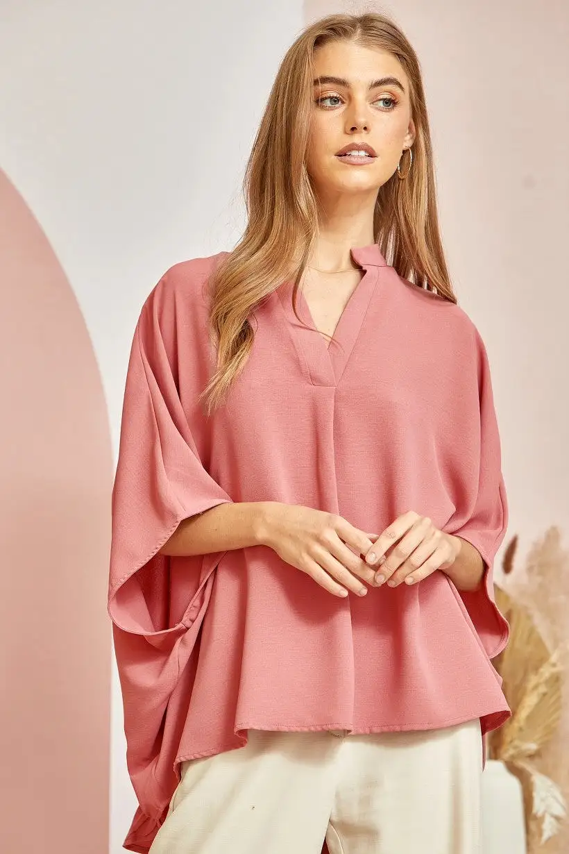 Saw the End Ruffle Back Blouse - Mauve