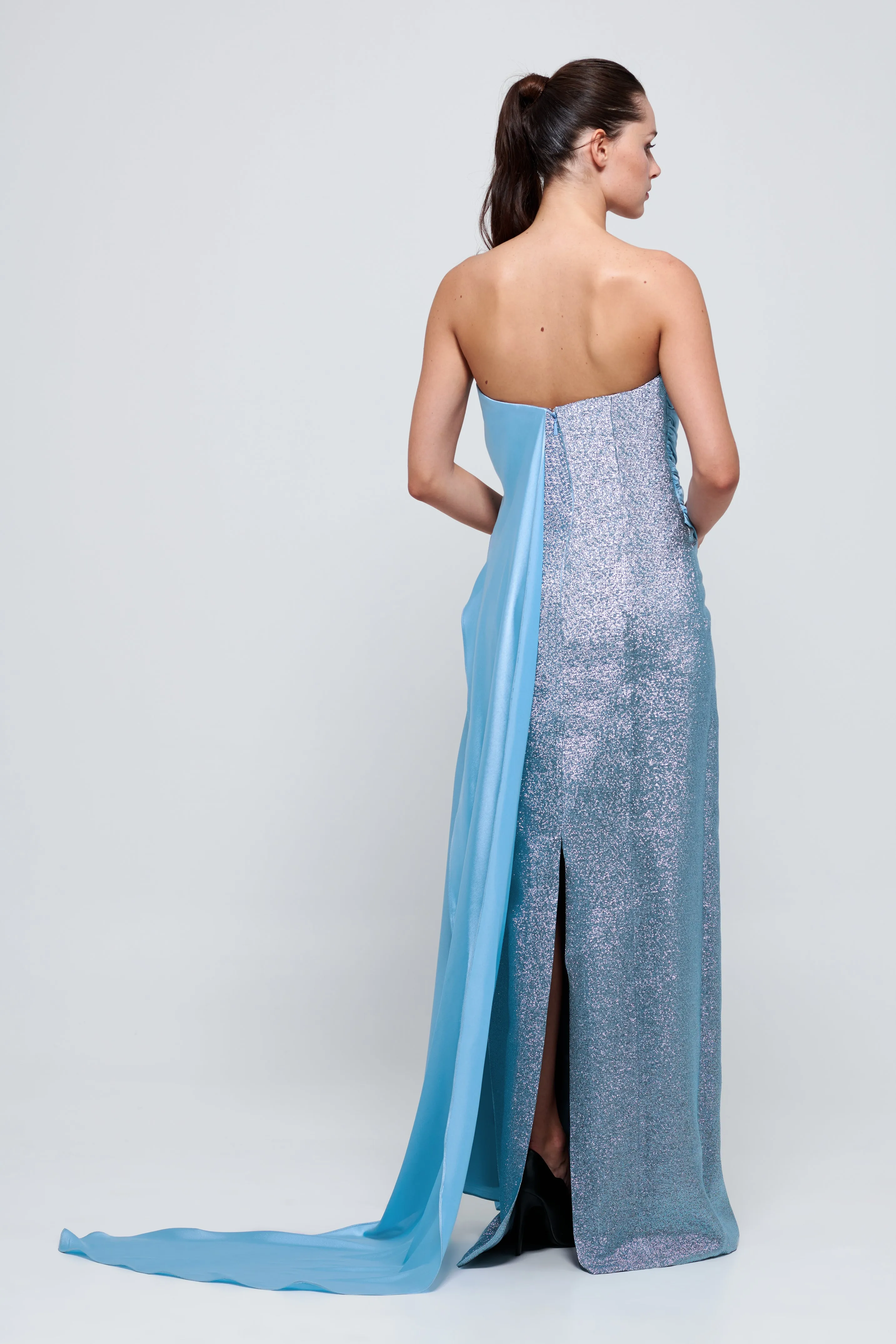 Strapless Long Light Blue Dress