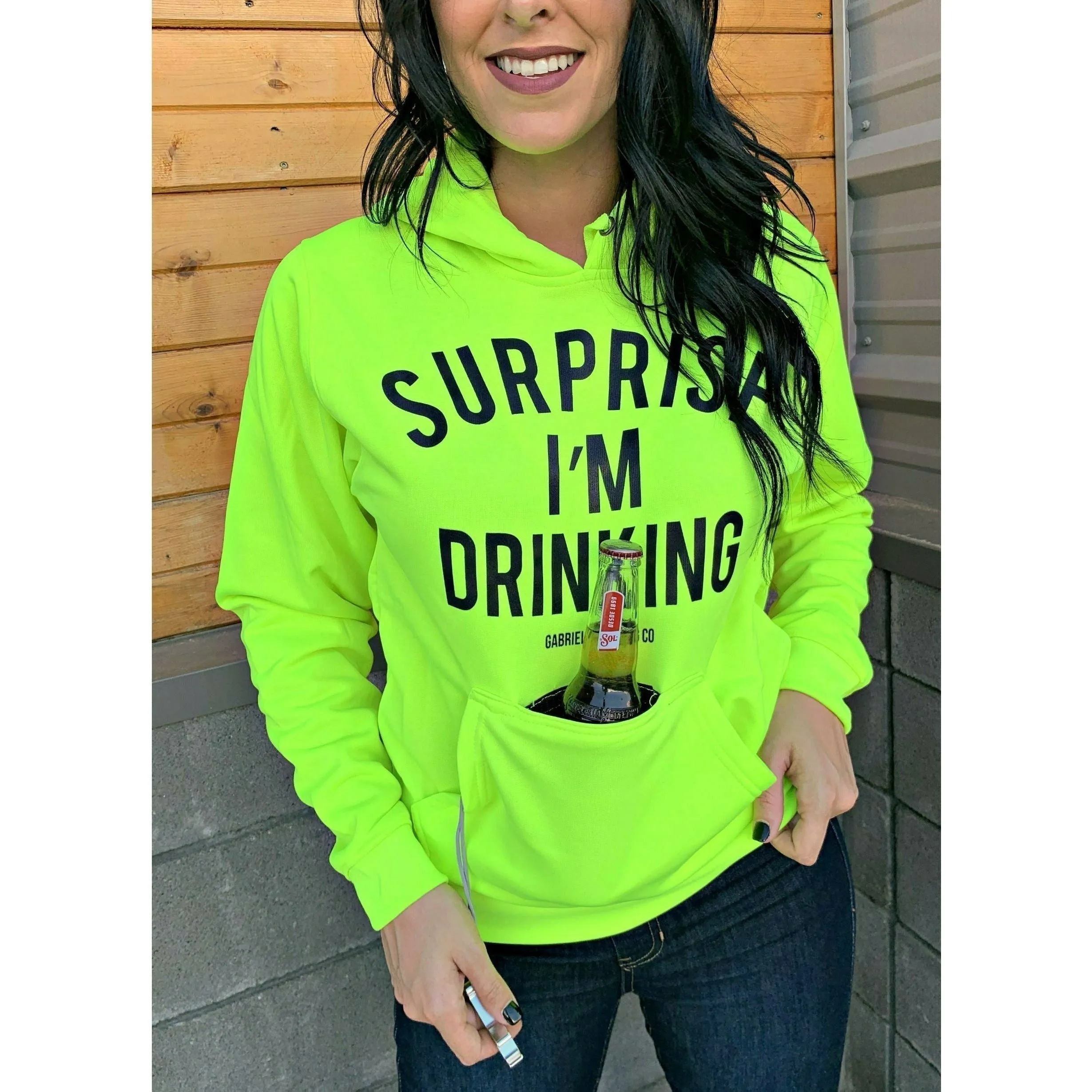 Surprise I'm Drinking ( with built in koozie & bottle opener)  Hoodie