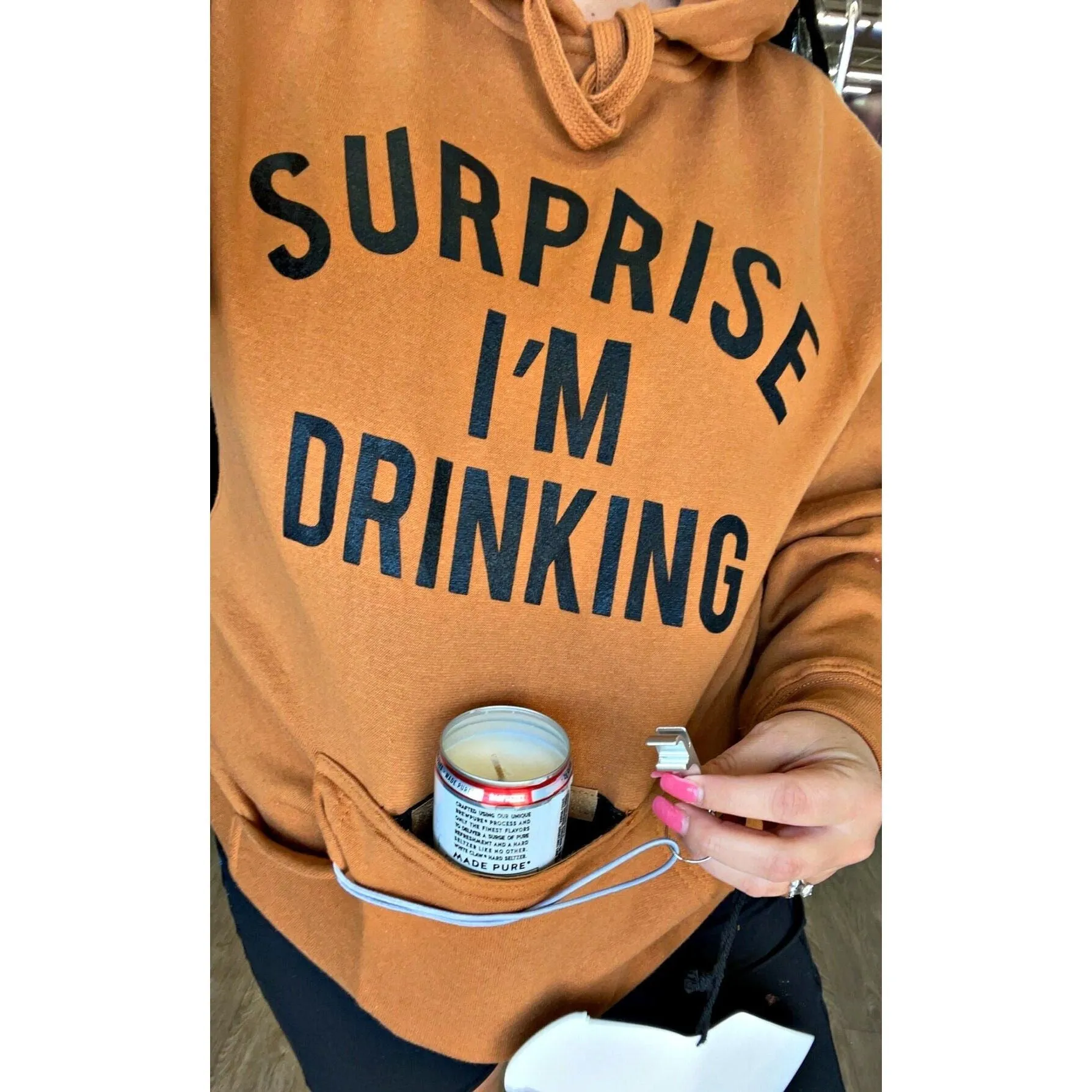 Surprise I'm Drinking ( with built in koozie & bottle opener)  Hoodie