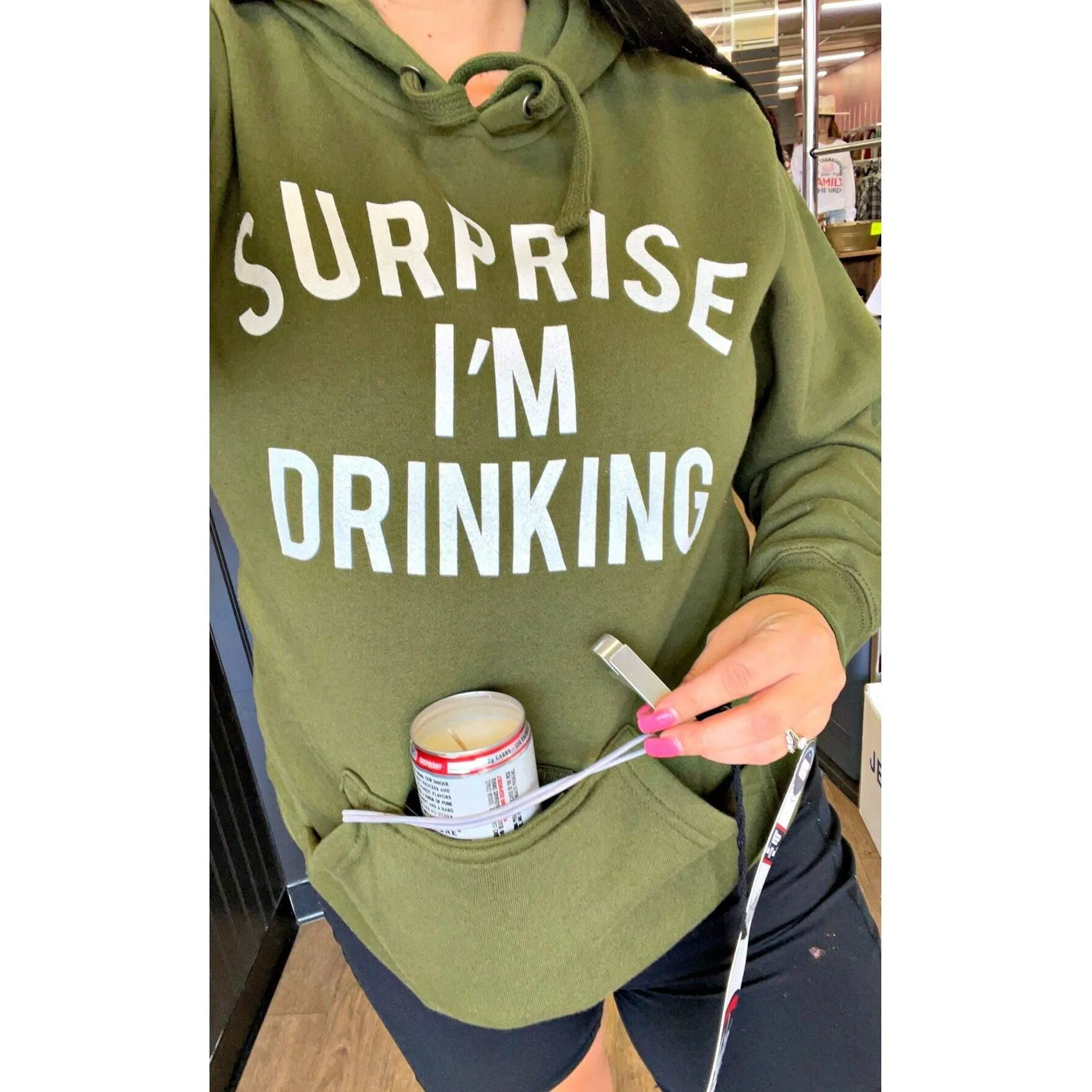 Surprise I'm Drinking ( with built in koozie & bottle opener)  Hoodie