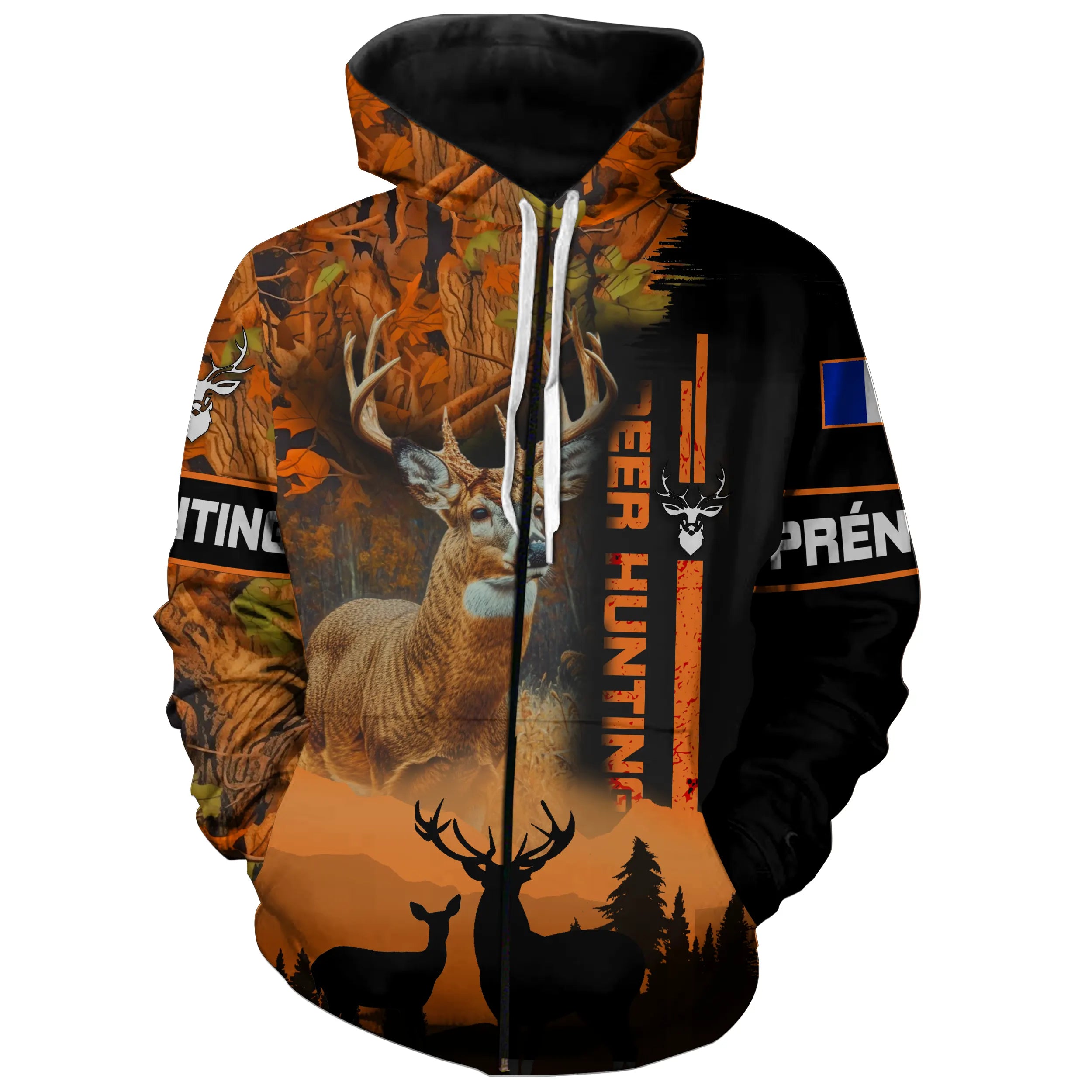 Sweat à Capuche Camouflage Cerf - Deer Hunting - Cadeau Personnalisé pour Chasseur - CT18102311