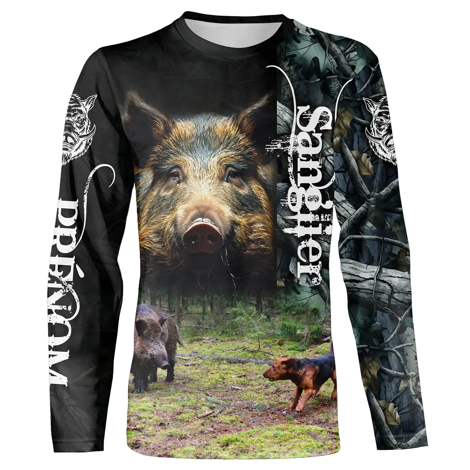 T-shirt Personnalisé Camouflage De Chasse, Chasse Aux Sangliers, Chasse  Courre, Chien De Chasse - CT05092228