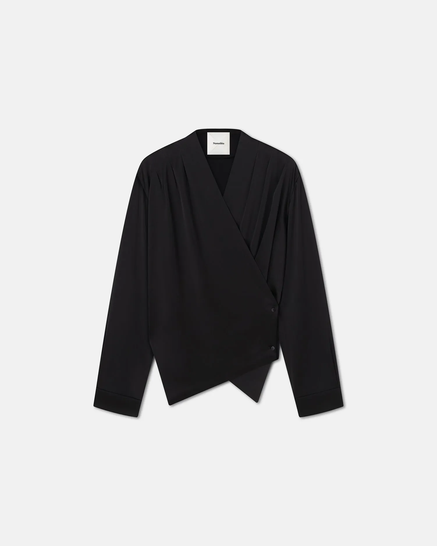 Tebbe - Slip Satin Wrap Shirt - Black