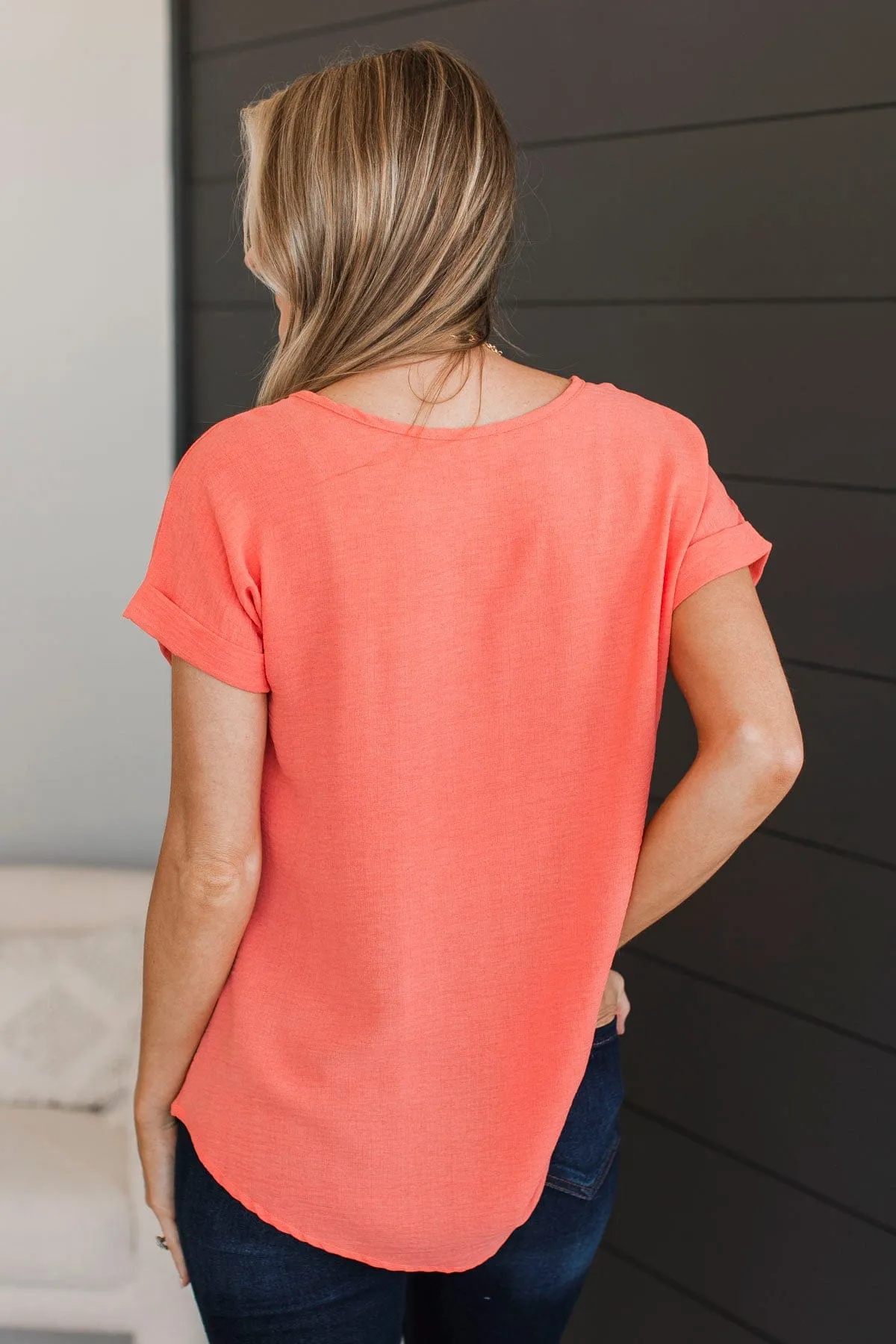 That's The Spirit Short Sleeve Top- Coral