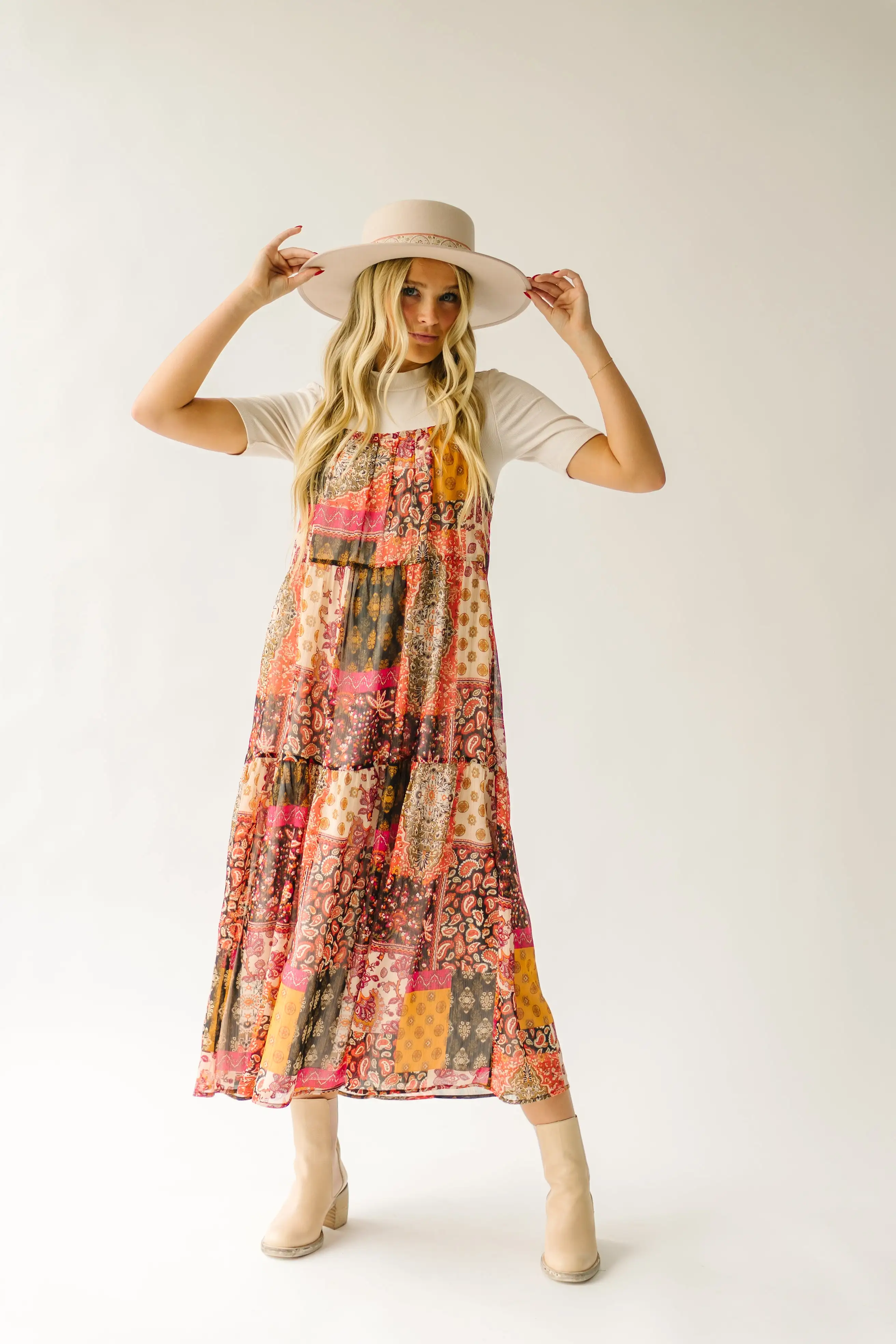 The Danby Patchwork Midi Dress in Multi