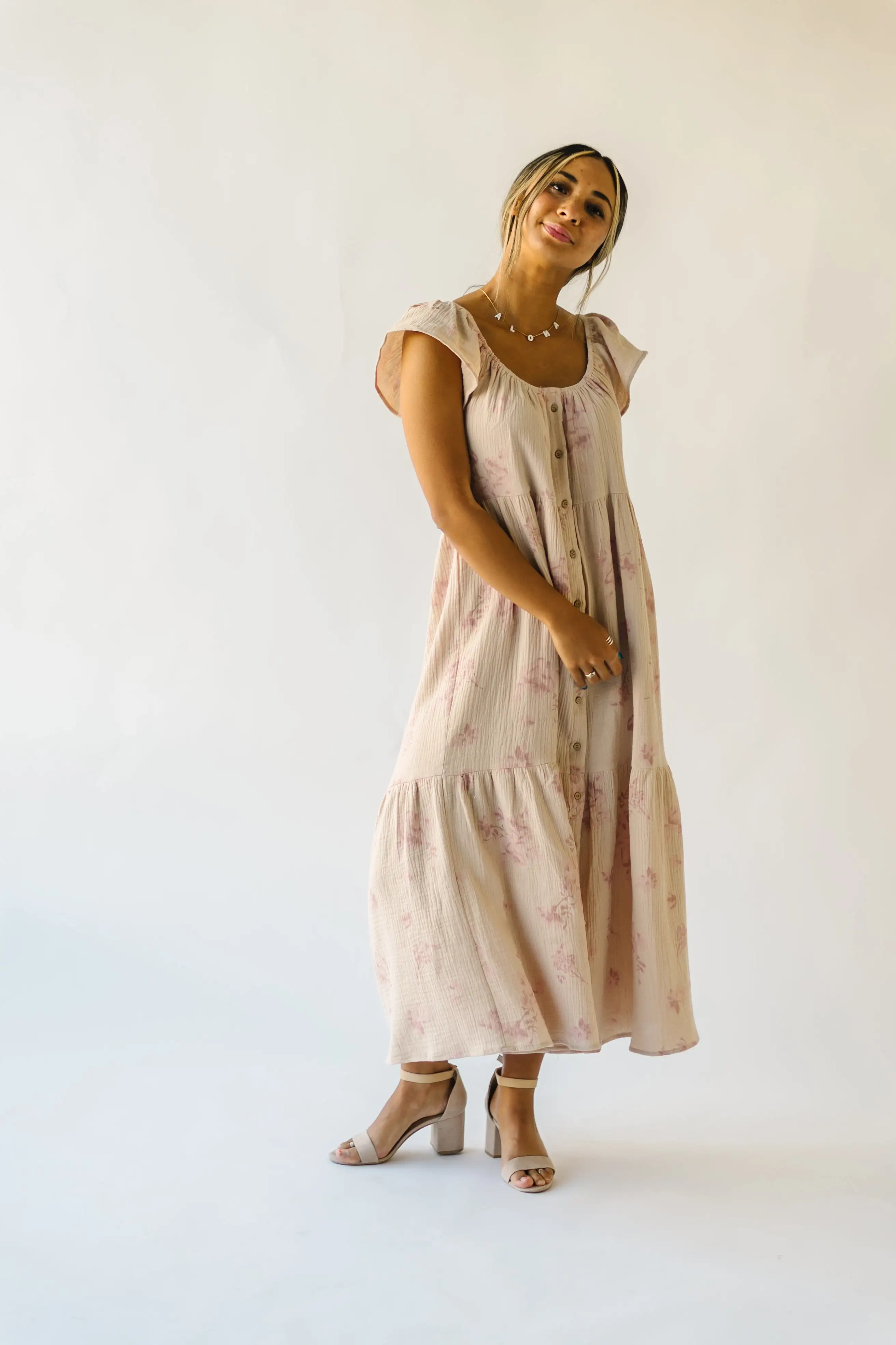 The Ferriday Button Down Midi Dress in Mauve