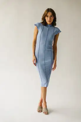 The Halford Line Accent Midi Dress in Light Blue