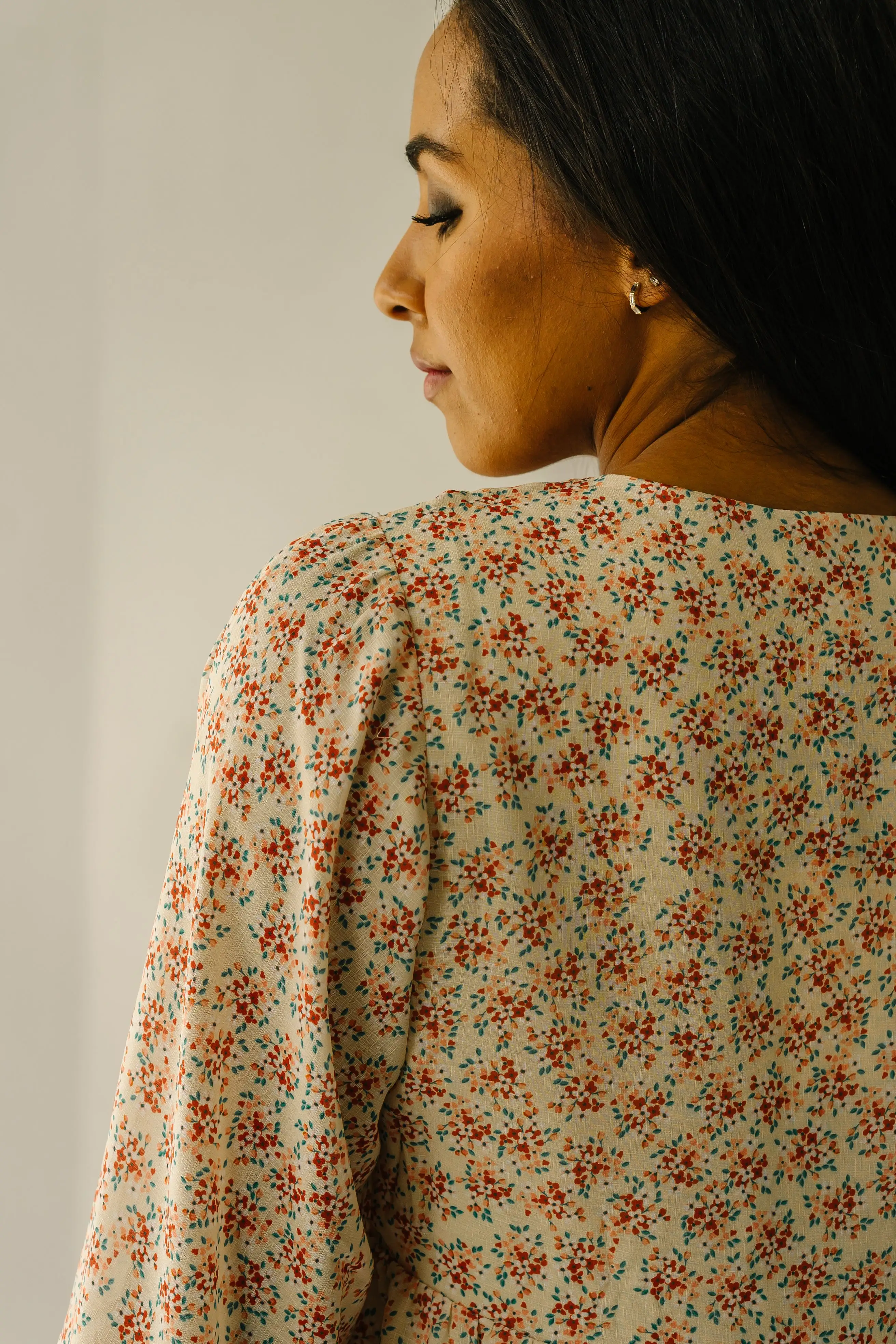 The Pantego Floral Midi Dress in Cream + Orange Multi