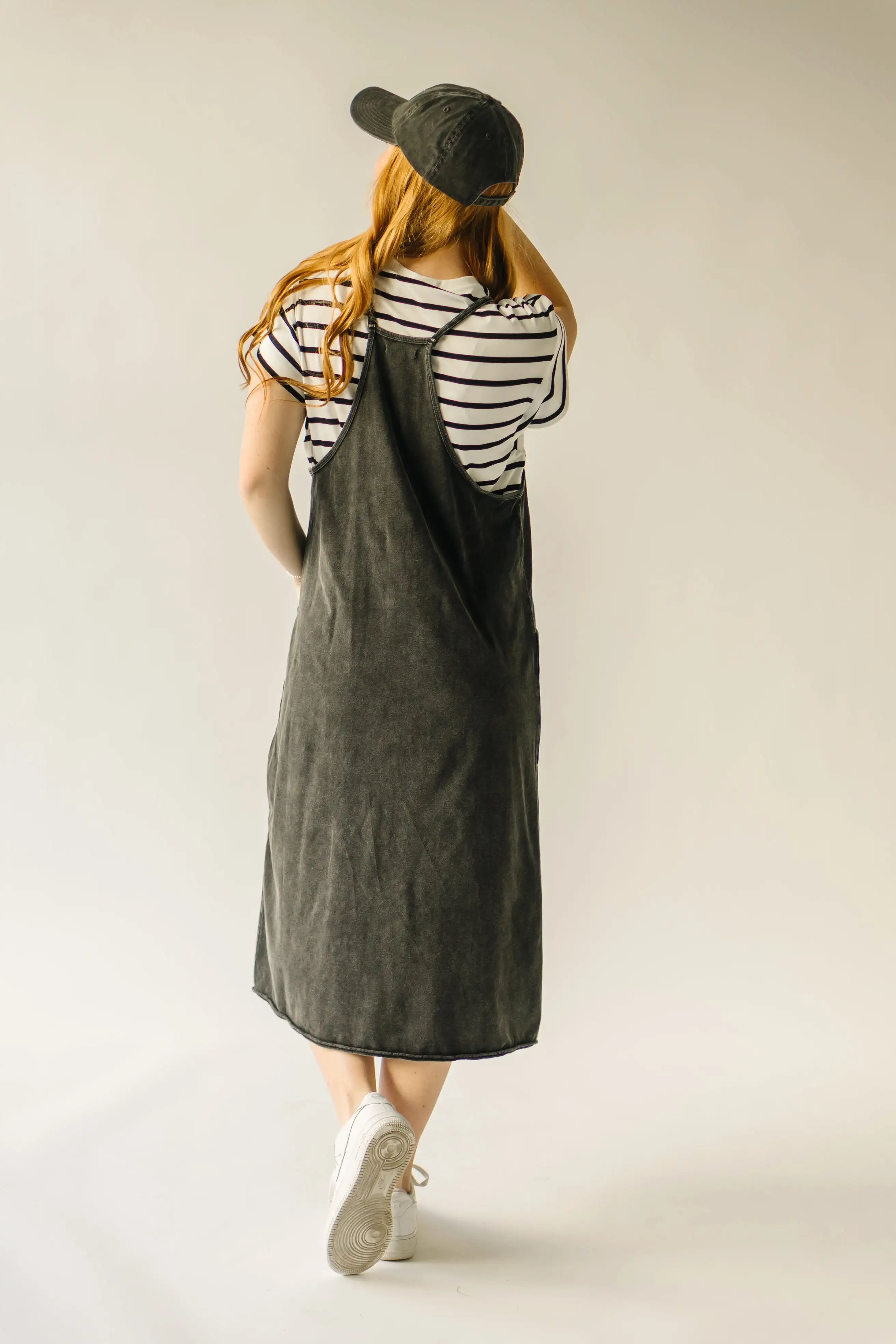 The Sidner Overall Midi Dress in Black