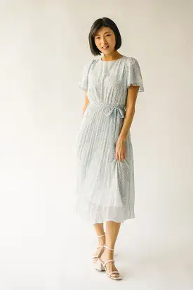 The Thornhill Pleated Midi Dress in Ivory + Blue Floral