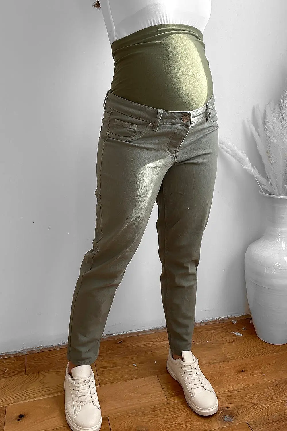 Thick Cotton Blend Bump Support Maternity Jeans