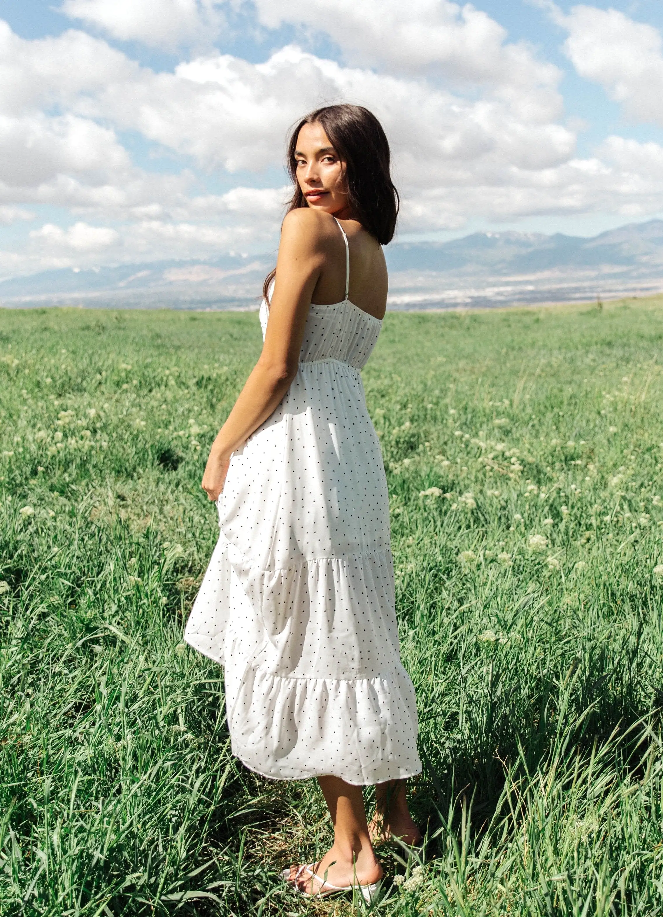 Tiered Polka Dot Midi Dress