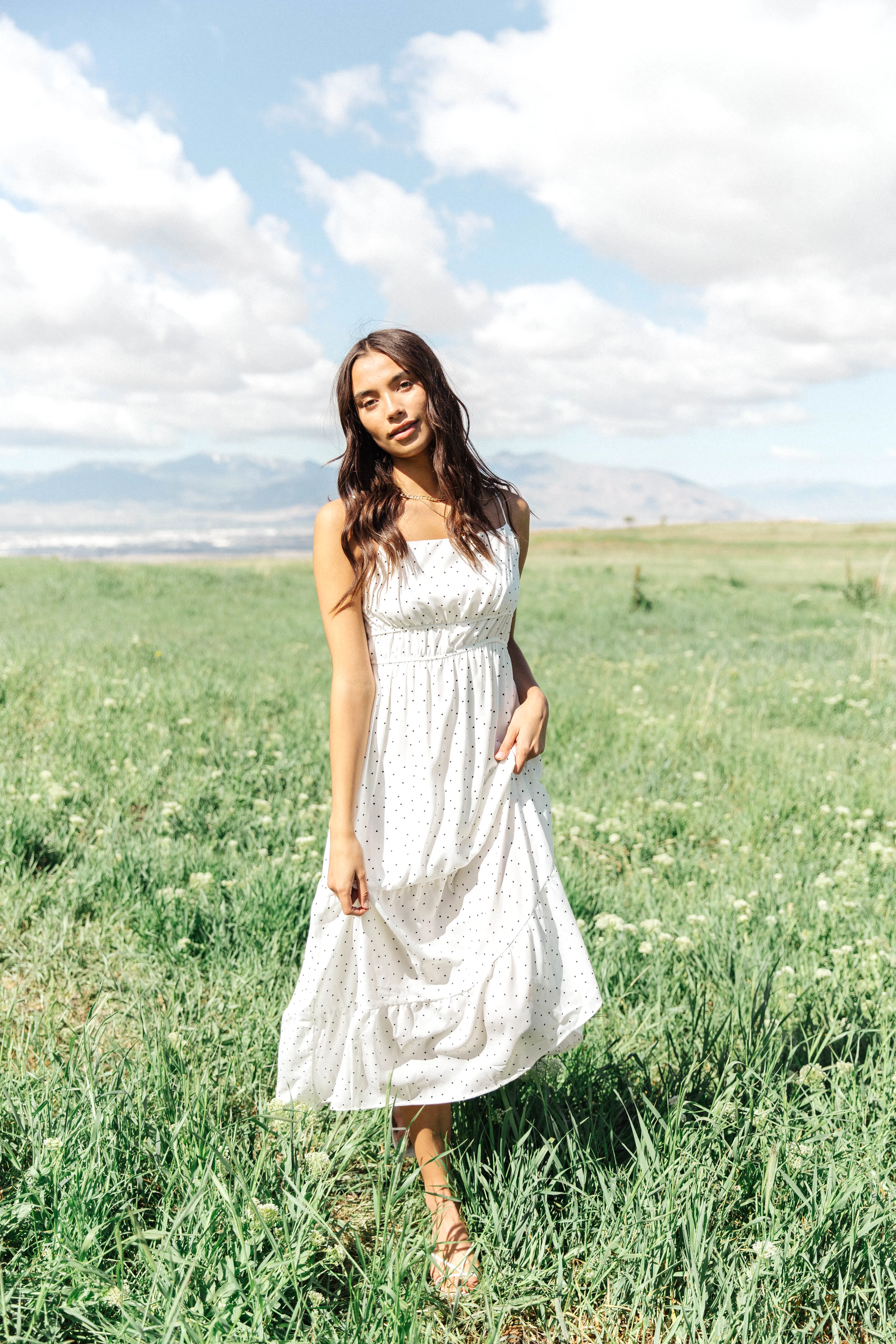 Tiered Polka Dot Midi Dress