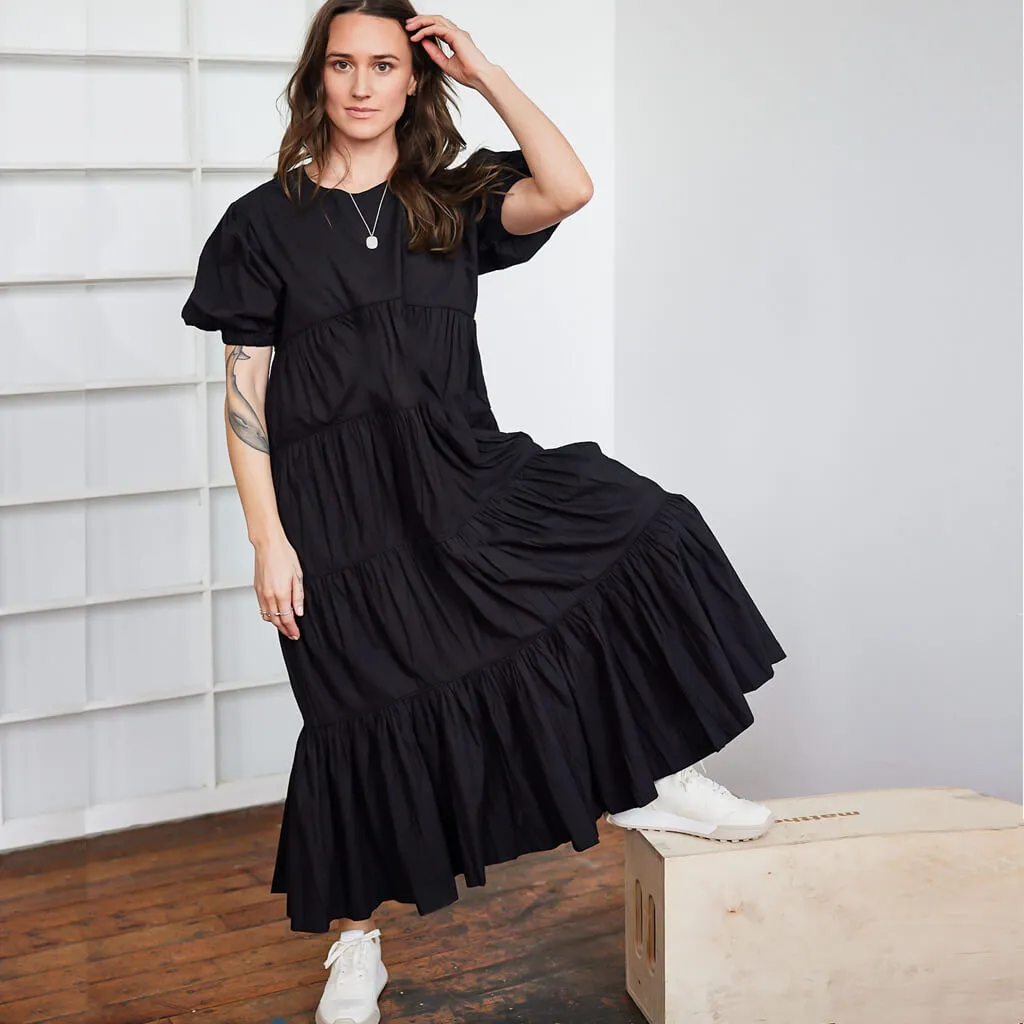 Tiered Ruffle Dress - Black