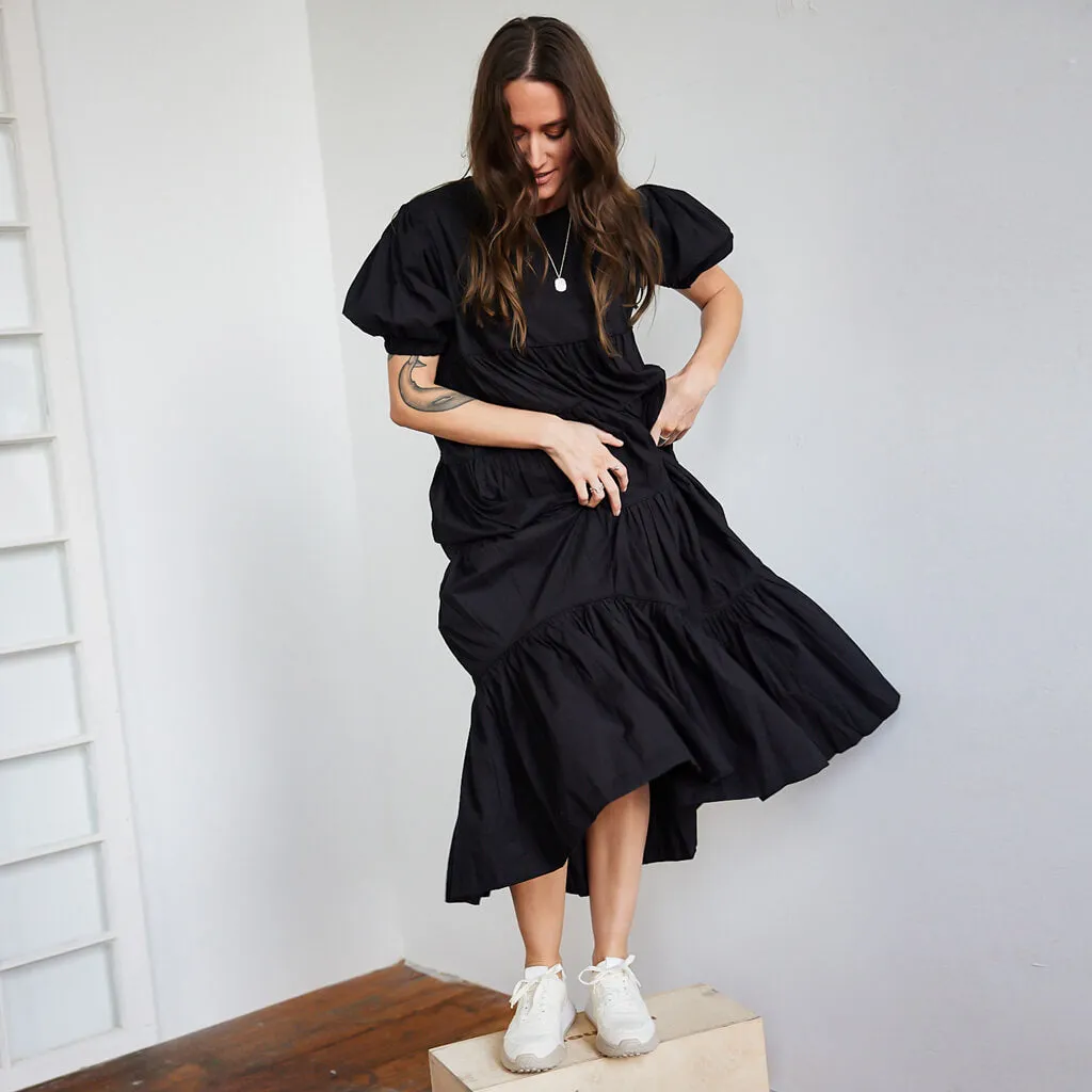 Tiered Ruffle Dress - Black