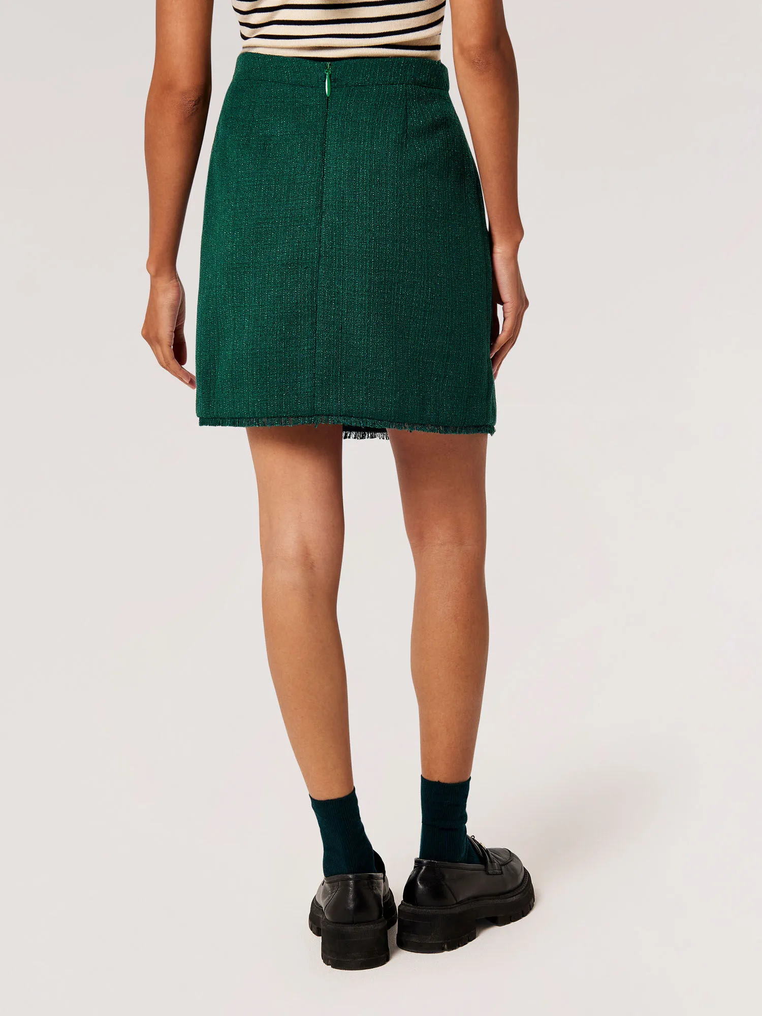 Tweed Fringe Mini Skirt | Apricot Clothing