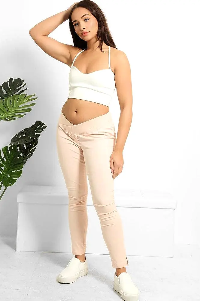 Under Bump Waist Cropped Maternity Trousers