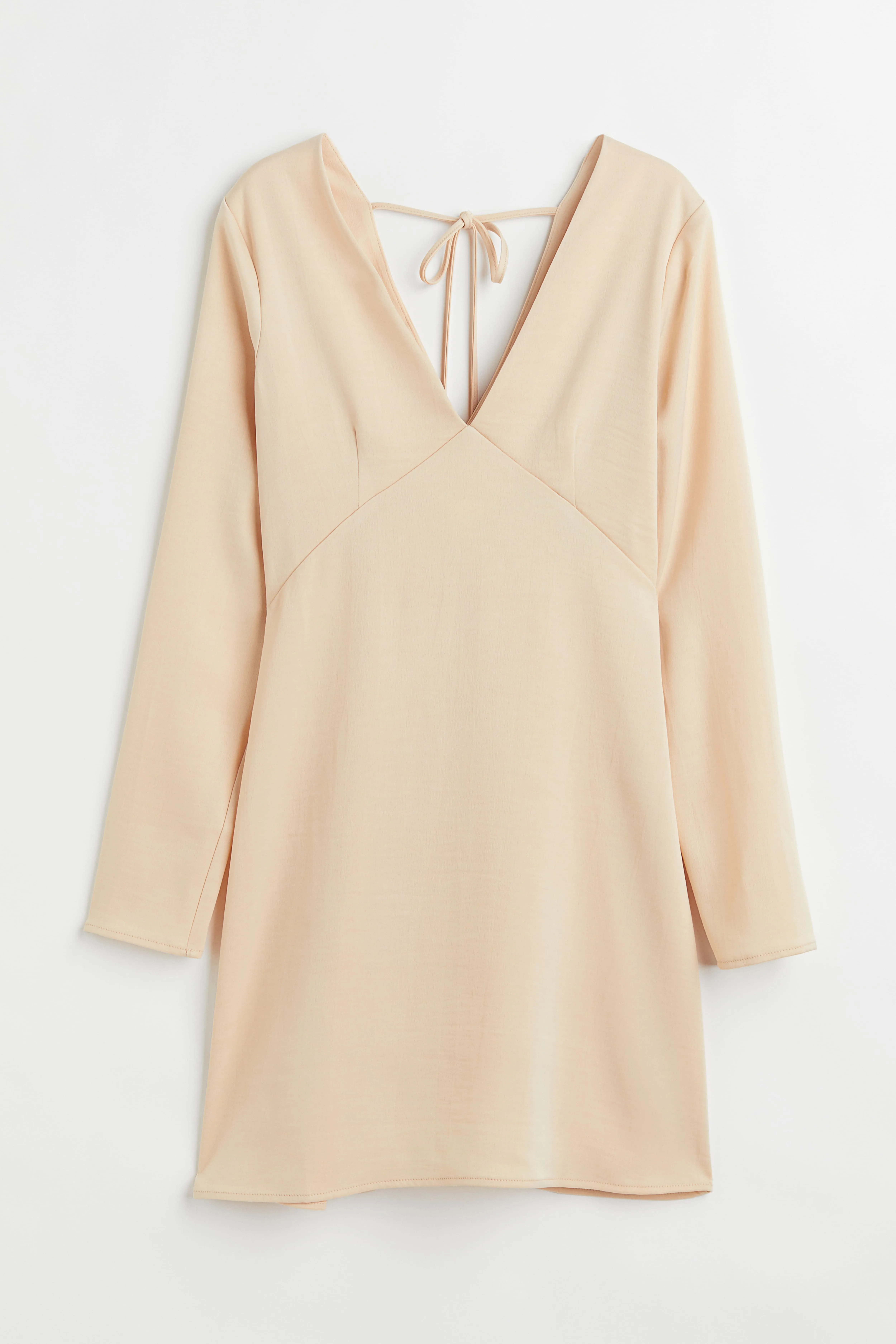 V-neck dress - V-neck - Long sleeve - Light beige - Ladies | H&M GB