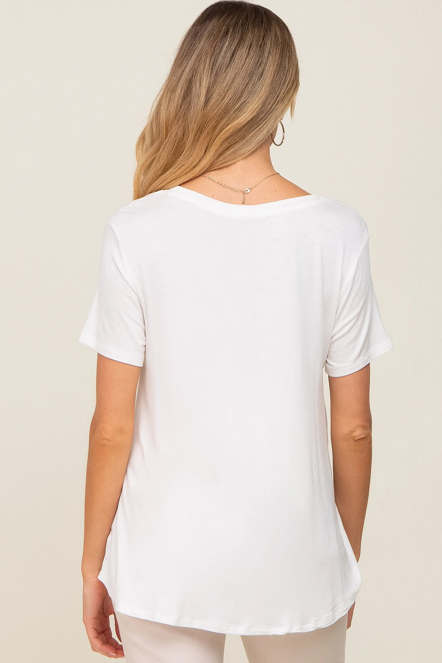 White V-Neck Maternity Tee