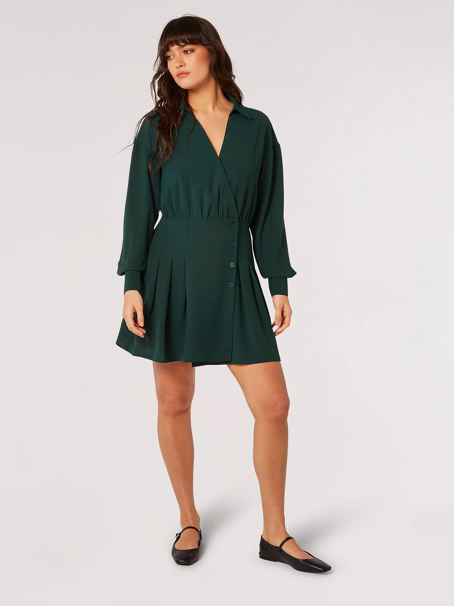 Wrap Shirt Mini Dress | Apricot Clothing